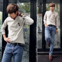 尊首(ZUNSHOU)2016春季新款男装潮流格子衬衫时尚商务百搭衬衣男