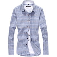 尊首(ZUNSHOU)2016春季新款大码男装韩版格子衬衫男士长袖修身衬衫
