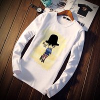 尊首(ZUNSHOU)2016春季新款男士T恤 男印花小人圆领大码男装长袖T恤