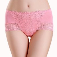 老头夫皇 FH8165女士内裤中腰透气无痕收腹提臀甜美蕾丝内裤女四条混色装 4条混色装