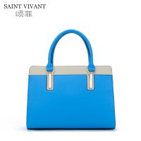 颂菲新款潮流女包 撞色手提单肩牛皮包 时尚女士包包