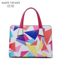 颂菲色彩缤纷时尚潮流女包 真皮女士包包两 用手提单肩包