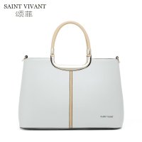 颂菲 新款撞色牛皮女士包包 单肩斜跨手提真皮女包