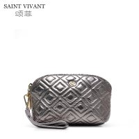 颂菲 新款羊皮小包 菱格真皮手拿包