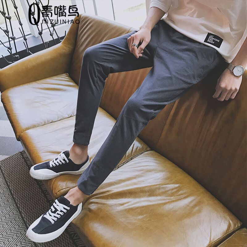 尊首新款20172017新款夏装个性港风潮男裤修身休闲裤小脚裤潮