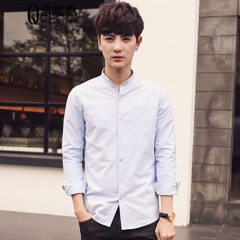 尊首新款201717春装日系港风大码衬衫长袖休闲衬衫男士衬衣