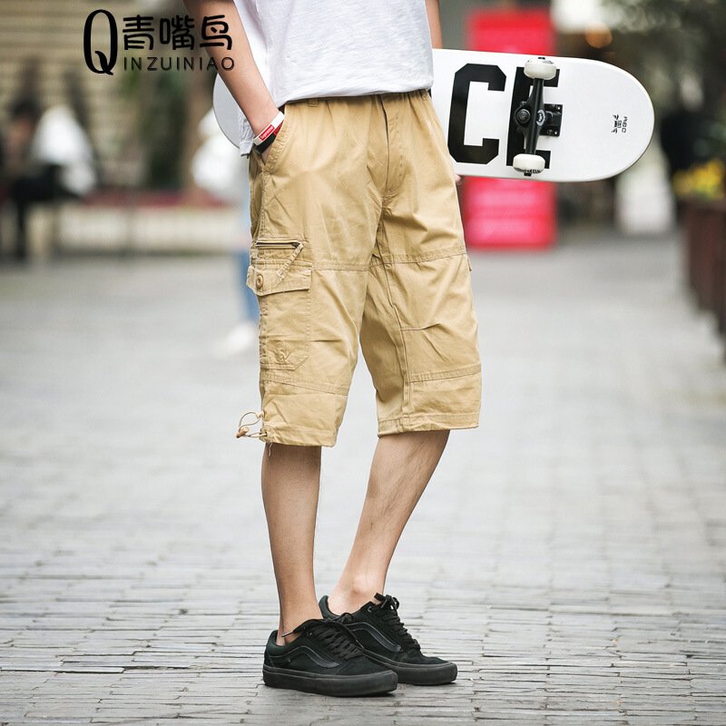 步来褶惠2017新款夏装男士运动休闲多袋工装七分短裤休闲裤男潮夏