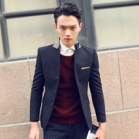 步来褶惠2017秋冬装男装韩版小西装男士修身英伦呢西服男立领外套夏