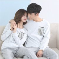 竹千华 睡衣 男女 情侣睡衣纯棉长袖家居服 睡衣女春秋 纯棉家居服套装