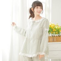 竹千华 女士睡衣纯棉长袖圆领睡衣春季新款纯棉长袖睡衣女 日韩蕾丝花边休闲家居服套装睡衣