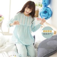 竹千华春夏季睡衣女士纯棉韩版长袖家居服 女士薄款睡衣宽松休闲家居服