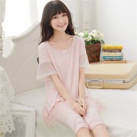 竹千华 睡衣套装女夏短袖短裤纯棉女士棉睡衣短袖休闲可外穿家居服套装 初夏新品 时尚休闲 女士家居服