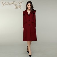 YAHAN雅寒2016新款高端气质毛呢大衣外套女中长款显瘦欧美OL宽松长款扩茧版羊绒大衣