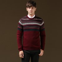 卡尔羊(kaeryang)秋季新款青少年男士针织衫韩版修身圆领套头毛衣男线衫小外套男装