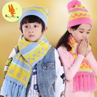 sukityan/诗克恰新款秋冬季宝宝帽子围巾男女儿童加厚保暖针织帽