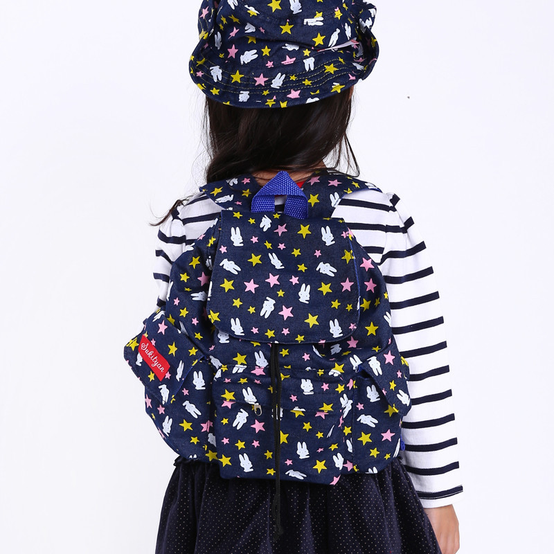 诗克恰2015秋季加厚碎花牛仔双肩背包 儿童户外旅行休闲包