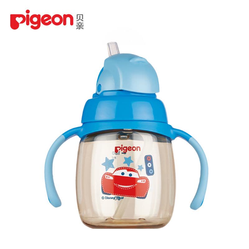 贝亲(PIGEON)吸管杯PPSU 宝宝吸管训练水杯250ml带手柄适合8个月以上宝宝 蓝色 贝亲吸管杯贝亲迪士尼水杯图片