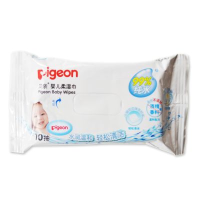 贝亲(PIGEON)婴儿柔湿纸巾 新生儿湿巾 宝宝手口湿巾10片/包装随身装 外出便携小包湿巾