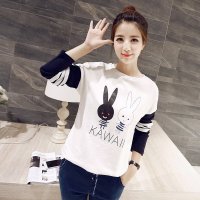 2018春夏女装新款大码女胖mm小衫女士长袖t恤女短款带领子上衣春秋女t恤