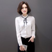 2018春夏女装新款遮肚上衣碎花遮肉裙摆小衫中长款收腰长袖雪纺衫女