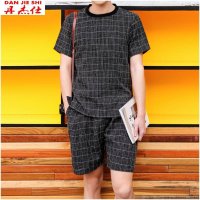 丹杰仕2016春夏新款韩版修身印花男士圆领休闲运动套装男潮 806-TZ63F80