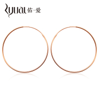 Ryual 18K金耳环正品玫瑰金女士耳圈彩金大圈圈耳饰正品气质K金大耳圈送女友老婆情人节礼物