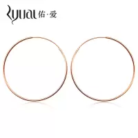 Ryual 18K金耳环正品玫瑰金女士耳圈彩金大圈圈耳饰正品气质K金大耳圈送女友老婆情人节礼物