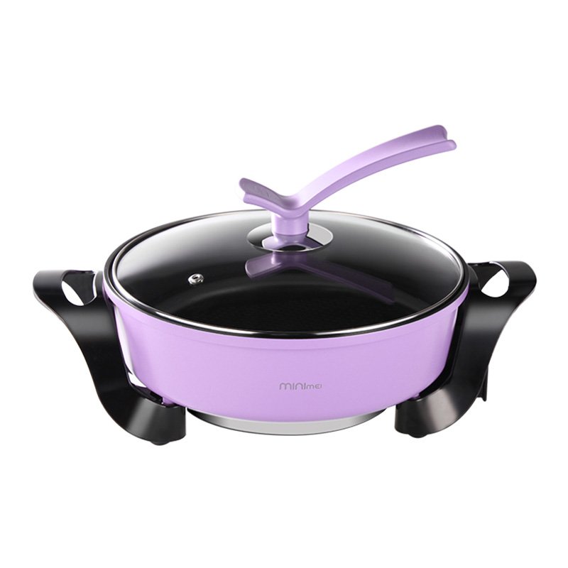 韩式多功能电热不粘锅电热锅 电火锅锅家用炒菜电炒锅电煮一体锅神秘紫
