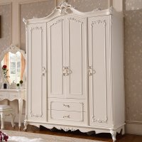 欧式雕花田园衣橱韩式四门储物简约现代小户型衣柜