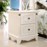 凯莎豪庭 简约美式卧室白色实木床头柜 桌子斗柜 床头储物柜特价