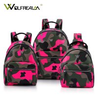 狼域双肩包女韩版迷彩印花小背包中学生帆布书包2016新款尼龙胸包L-1608-2-12