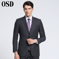 OSD奥斯迪西服套装男士春秋新郎结婚礼服正装商务职业装伴郎服高档羊毛T88057R-1201
