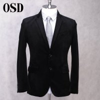 OSD奥斯迪男士西服外套男休闲西装2018秋冬季修身中年商务平绒14QD