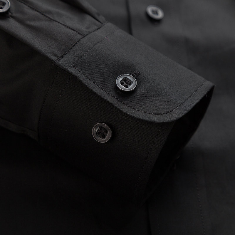 OSD2018春季新款男士衬衫男装韩版修身英伦长袖衬衫休闲衬衣黑色