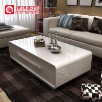 琪琪家园 家具 现代简约储物茶几 小户型白色钢琴烤漆茶几