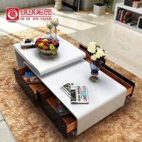 琪琪家园 伸缩茶几 客厅家具简约现代茶几大小户型 钢琴烤漆储物家居茶几组合