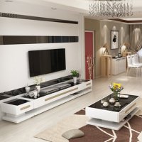 琪琪家园 简约小户型电视柜组合 现代双层设计电视机柜 烤漆地柜