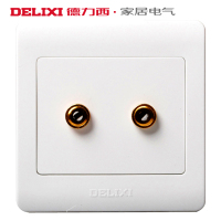 DELIXI德力西开关插座86型二头插座面板墙壁开关二位优雅白音响插座PVC音频插座面板