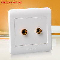 DELIXI德力西开关插座86型二头插座面板墙壁开关二位优雅白音响插座PVC音频插座面板