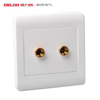 DELIXI德力西开关插座86型二头插座面板墙壁开关二位优雅白音响插座PVC音频插座面板