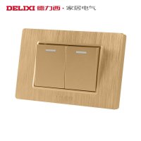 DELIXI德力西118型开关插座墙壁香槟金双联开关2个按键二位二开单控开关面板