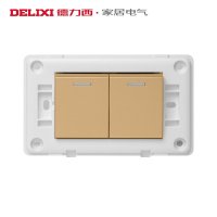 DELIXI德力西118型开关插座墙壁香槟金双联开关2个按键二位二开单控开关面板