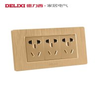 DELIXI德力西118型开关插座面板墙壁香槟金三插9孔十五孔插座PVC电源插座面板