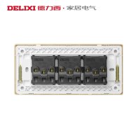 DELIXI德力西118型开关插座面板墙壁香槟金三插9孔十五孔插座PVC电源插座面板