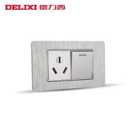 DELIXI德力西118型带开关插座面板PVC墙壁银色开关一开单控三孔一开16A空调插座