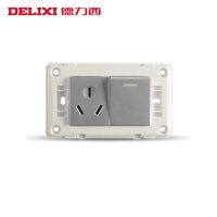 DELIXI德力西118型带开关插座面板PVC墙壁银色开关一开单控三孔一开16A空调插座