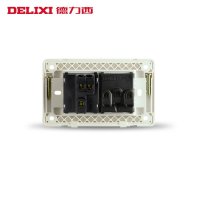 DELIXI德力西118型带开关插座面板PVC墙壁银色开关一开单控三孔一开16A空调插座