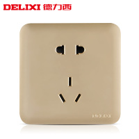 DELIXI德力西金色插座86型明装5五孔插座开关插座面板其他电源插座