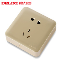 DELIXI德力西金色插座86型明装5五孔插座开关插座面板其他电源插座