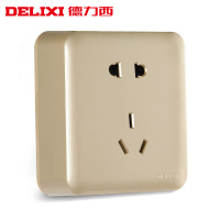 DELIXI德力西金色插座86型明装5五孔插座开关插座面板其他电源插座